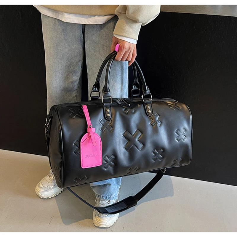 sac de sport de voyage en cuir pu pour femme, sac à main boston, valise de sport de plein air, sac fourre-tout initié, bagages de yoga, salle de sport, fitness, mode