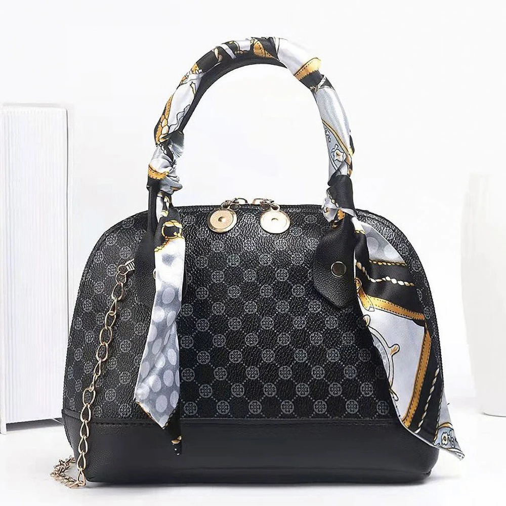 Sac à bandoulière Designer Shell - Nouveau sac à main imprimé pour femme avec sangle en foulard en soie