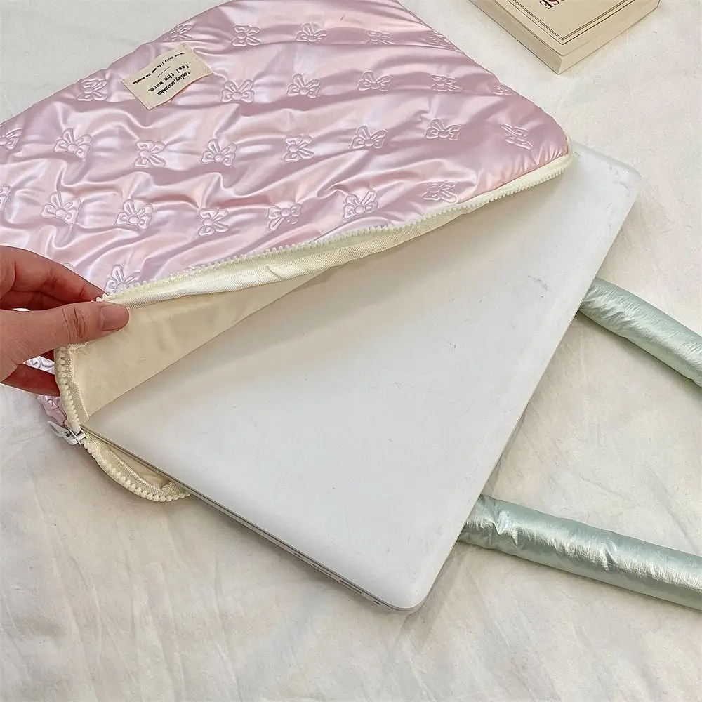 housse d'ordinateur légère avec poignée, design nœud papillon, housse pour ordinateur portable de 15 pouces, douce et mignonne pour tablette d'affaires