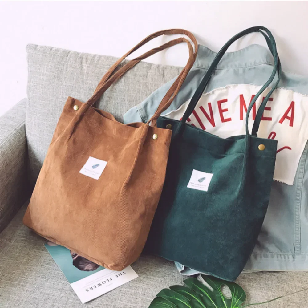 sacs pour femmes 2021 sac à bandoulière en velours côtelé sacs à provisions réutilisables fourre-tout décontracté femme sac à main pour un certain nombre de livraison directe