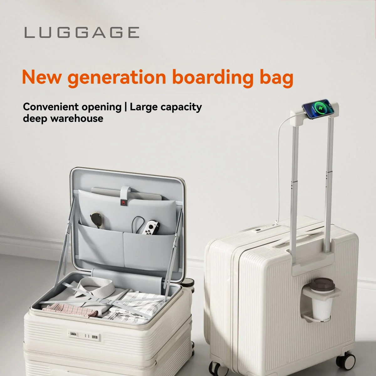 une petite valise multifonctionnelle à ouverture frontale à compartiment profond pour hommes et femmes, un sac de voyage de 18 pouces pour l'embarquement