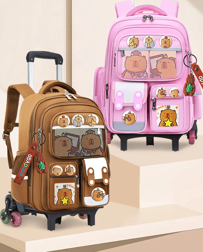 Enfants chariot sac à dos roues étudiant haute capacité sacs d'école cartables à roulettes enfants chariot bookbag école sac à roulettes