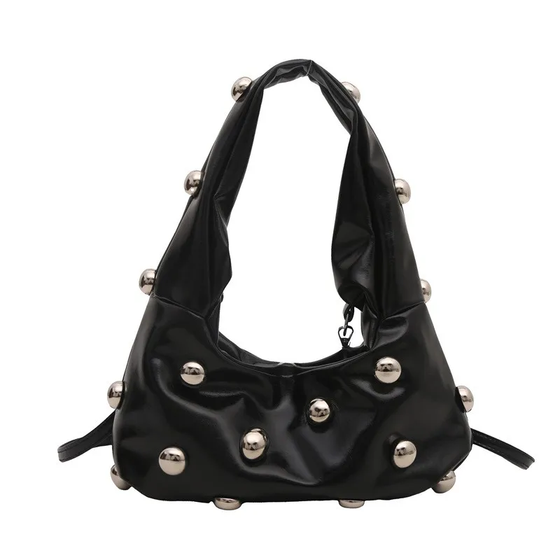 sac à main hobo clouté en cuir pu pour femme, sac à bandoulière, sac sous les bras, sac fourre-tout, travail, shopping, voyage, designer