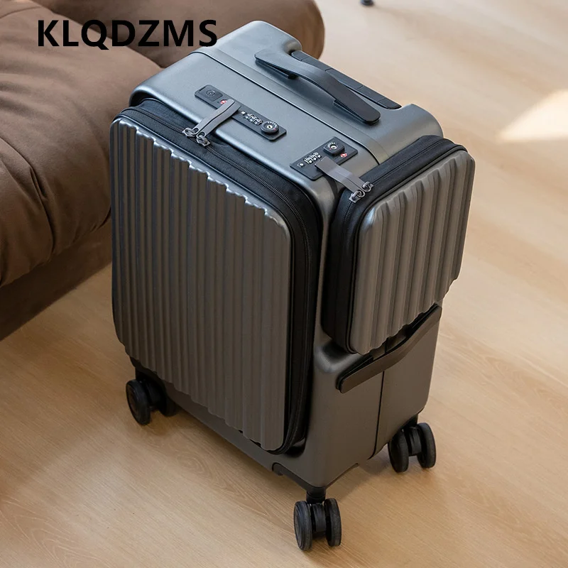 KLQDZMS valise à main ouverture avant mallette d'embarquement pour ordinateur portable 20 pouces boîtier de chariot de chargement USB boîte de mot de passe bagage de cabine