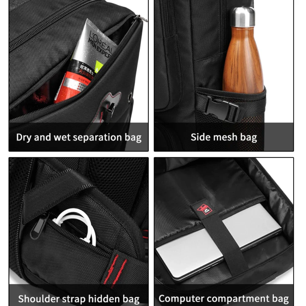 sac de voyage étanche grande capacité pour homme, valise pour ordinateur portable 17.3 ", sac à dos multifonction, sacs de camping en plein air, 70l