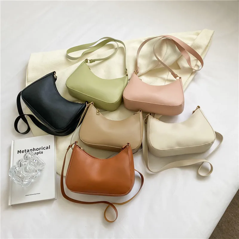 sac à main de couleur unie à la mode et tendance, petit sac carré simple et nouveau, sac à aisselles à une épaule élégant et de haute qualité