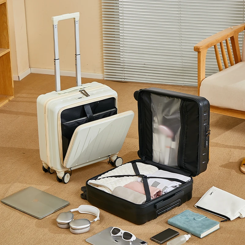 valise légère de 18 pouces, étui de voyage de grande capacité, valise à roulettes, petit compartiment à bagages