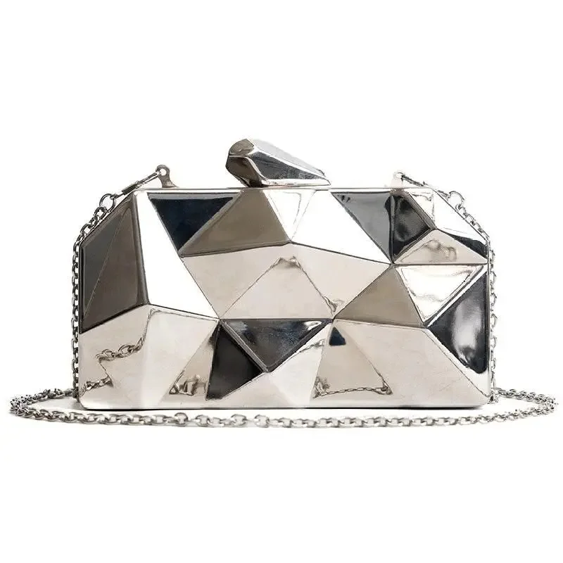 sac à main pour femmes, pochettes à la mode géométrique, mini sac à main de soirée, sac à bandoulière, boîte dorée, 2024