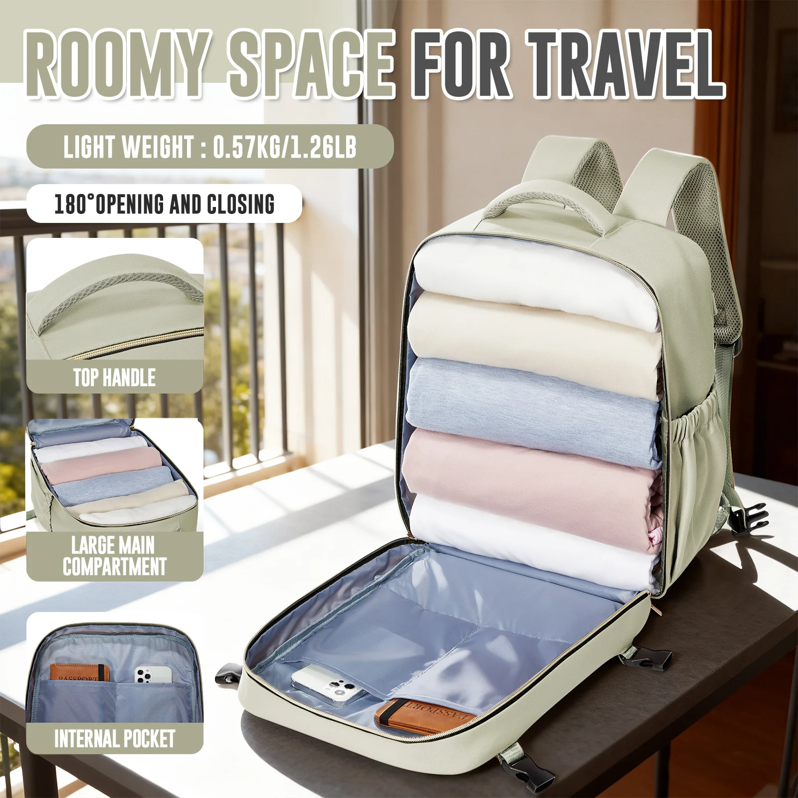 sac d'extérieur de grande capacité pour ordinateur portable 15.6 pouces, ryanair 40x30x20, sac à dos de voyage pour courte distance, sac à dos d'école universitaire pour filles