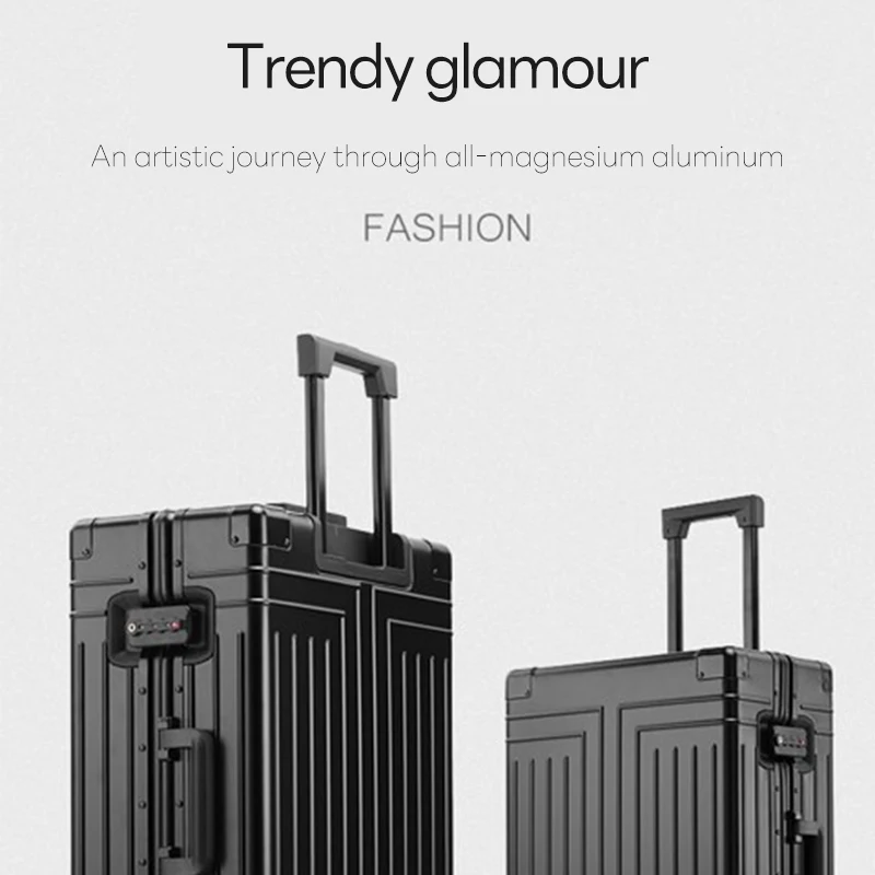 valise de voyage en alliage d'aluminium magnésium, bagage à roulettes, 20/100% pouces, cabine à main, 24/28