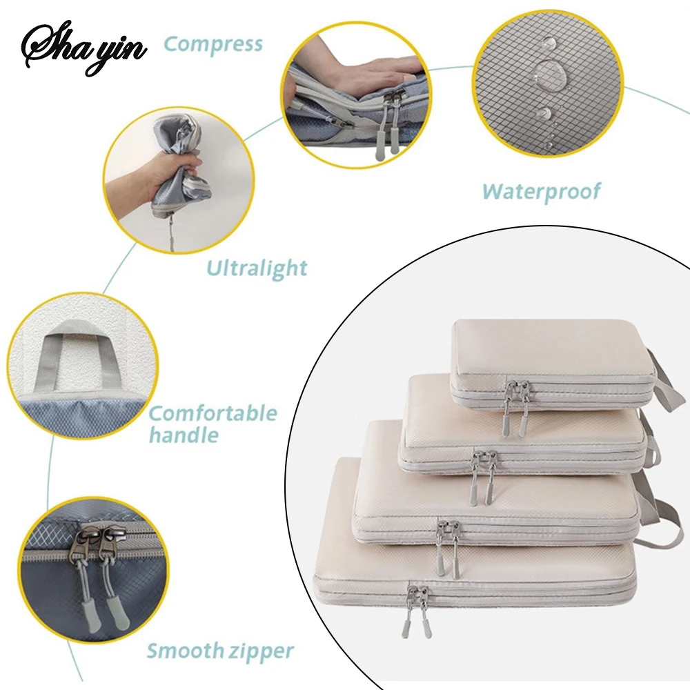 ensemble/6 pièces emballage compressible sac de rangement de voyage cubes valise étanche en nylon portable avec sac à main organisateur de bagages