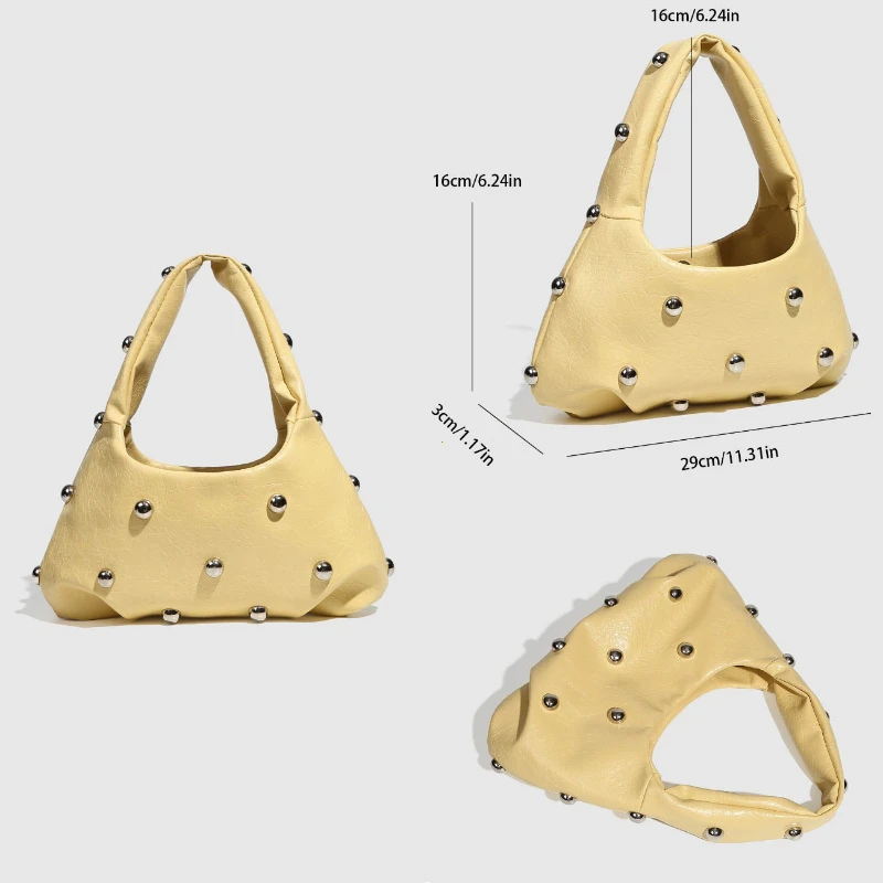 niche luxe chic dame rivet sac à bandoulière 2025 nouveau concepteur hobos demi lune sous les bras sacs mode rétro haut de gamme femmes sacs à main