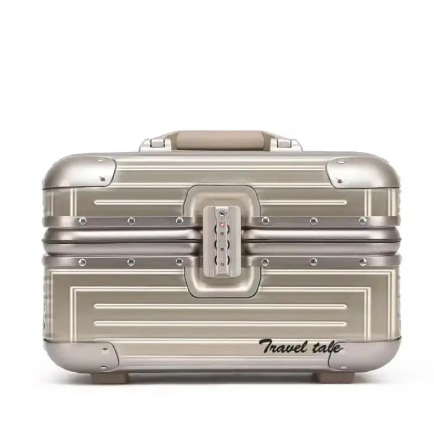 petite valise à main en aluminium, cabine dure, étui à cosmétiques, bagage personnel furtif