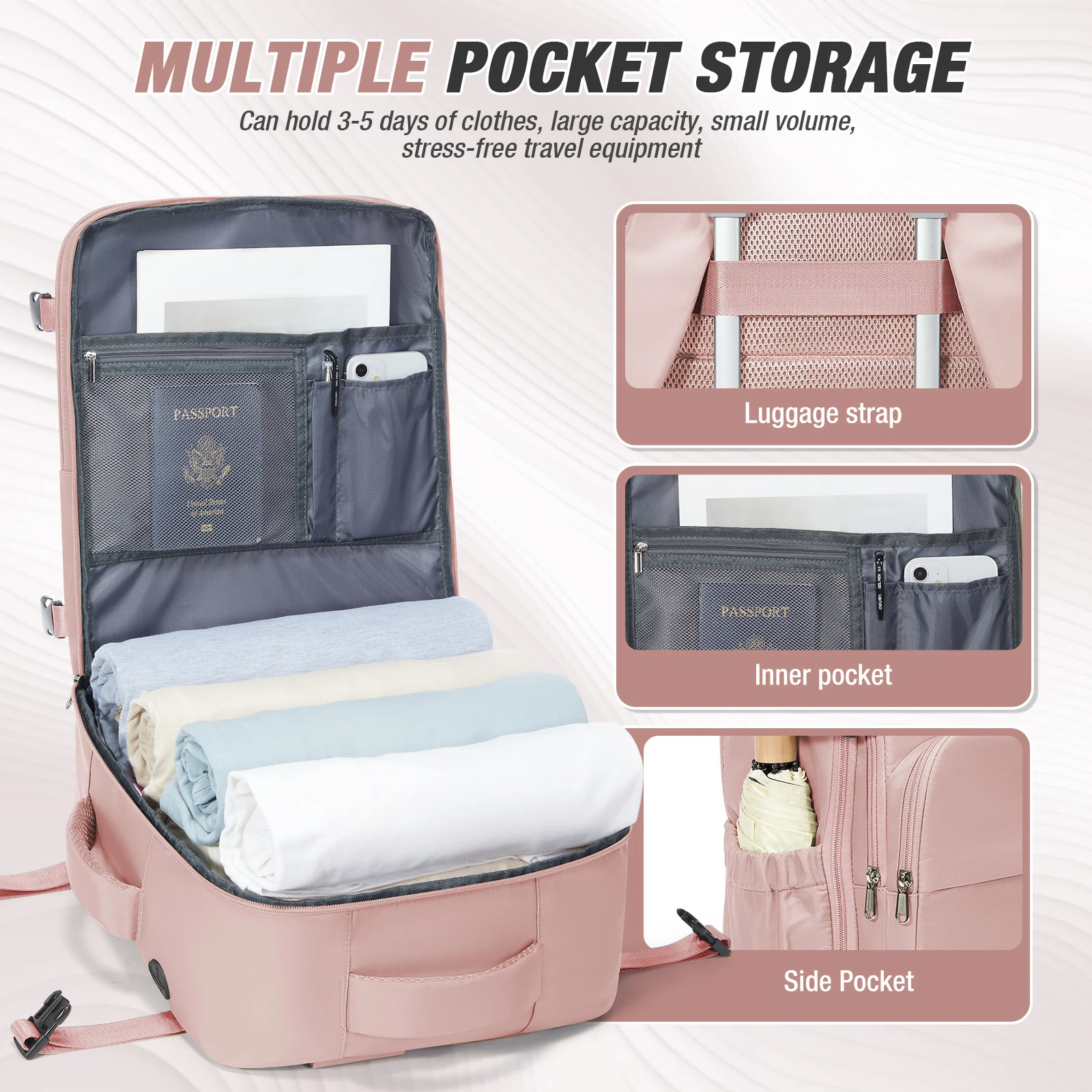 sac à dos de voyage en avion, valise 40x30x20, bagage à main, sac à dos de cabine wizzair 40x30x20, sacs à main pour ordinateur portable 15.6 pouces pour hommes et femmes