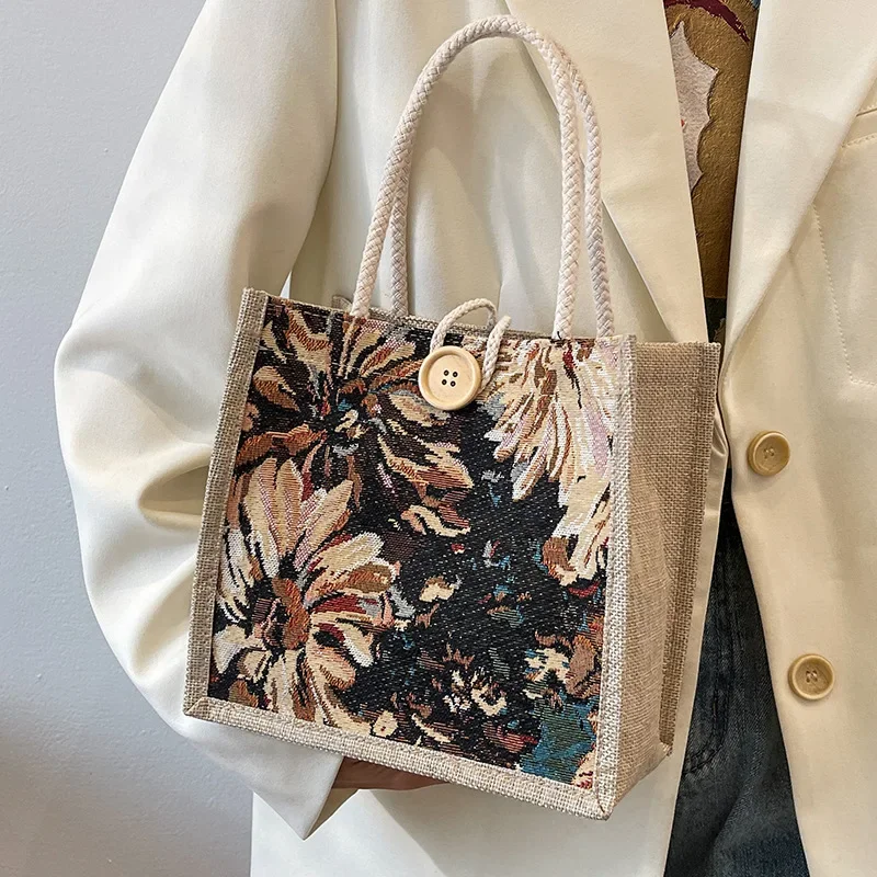 sac à main portable en lin pour femme, style ins, sacs à main pour étudiants, sacs à poignée supérieure pour femme, créateur de luxe, mode