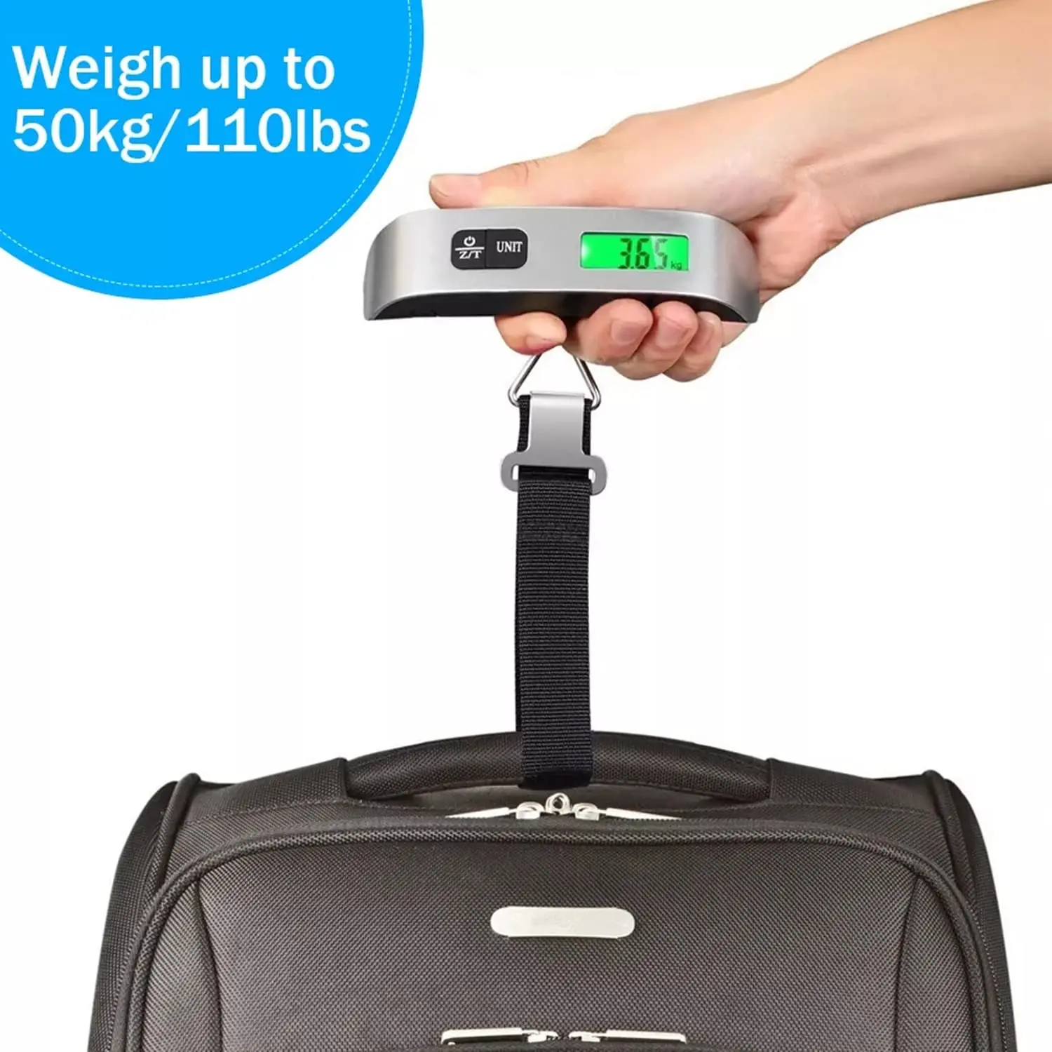 Échelle à bagages 110lb 50kg numérique portable portable Échelle de bagages suspendus pour voyage valise poids Échelle