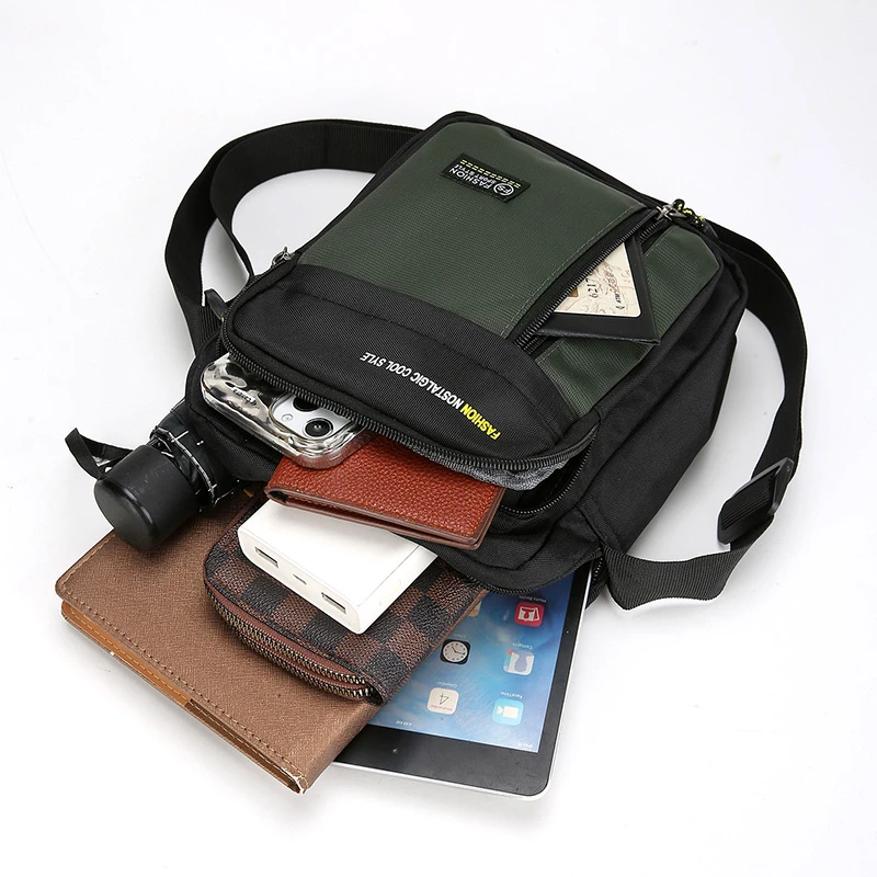 sac à bandoulière simple pour hommes, sac de rangement de grande capacité, sacs à bandoulière multi poches à la mode pour affaires