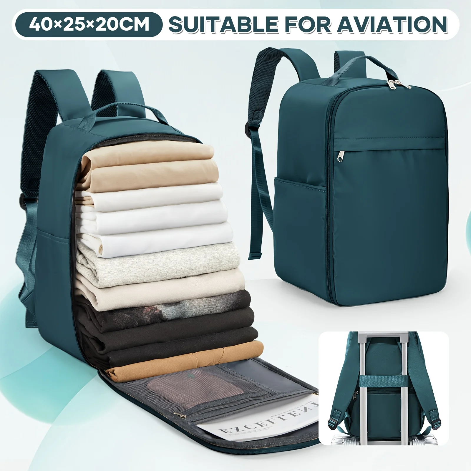 Sac à dos de bagage à main d'avion pour sac de cabine Ryanair 40x20x25, sac à dos de voyage léger pour avion à courte distance
