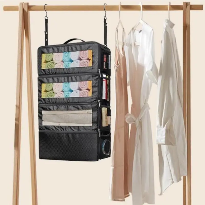 organisateur de valise organisateur de bagages de voyage de grande capacité étagère suspendue emballage cube placard sacs de rangement suspendus pliables