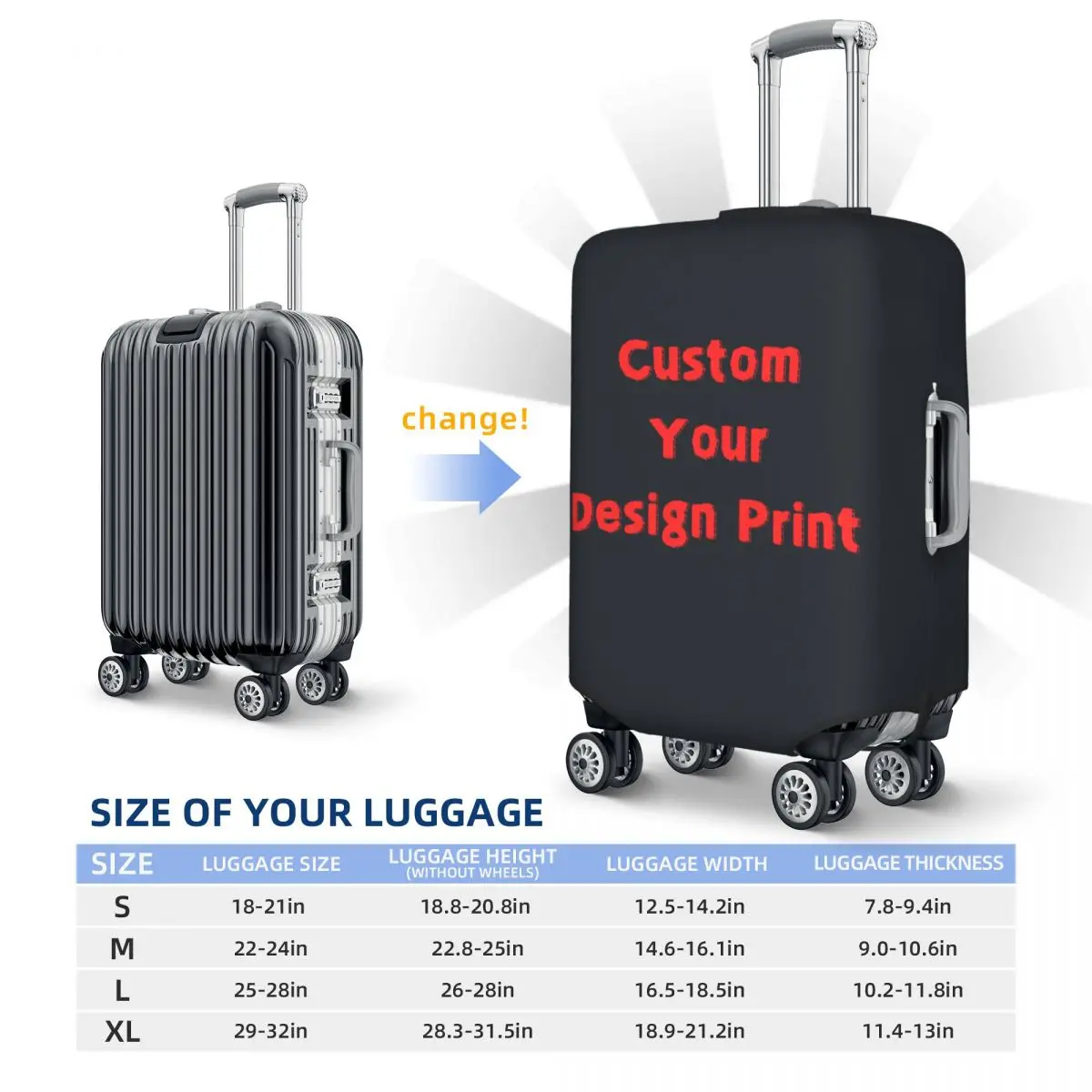 juste de valise imprimée personnalisée, étui à bagages amusant, protection professionnelle, vol de votre photo, anime