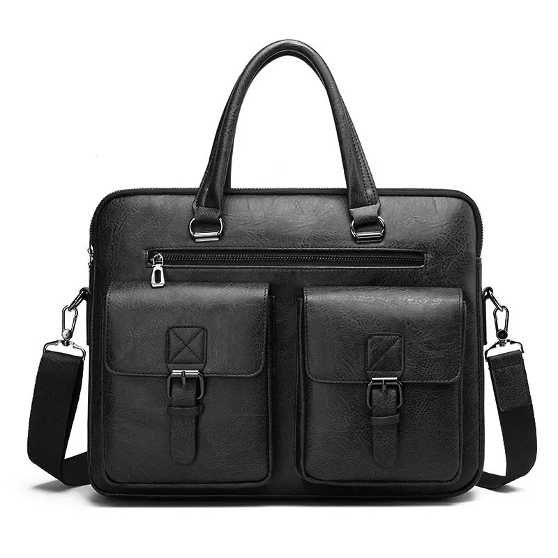 marque de luxe homme mallette d'affaires sac en cuir pu messager sac à bandoulière hommes bureau sacs à déjeuner pour ordinateur portable a4 fichier hommes sacs à main