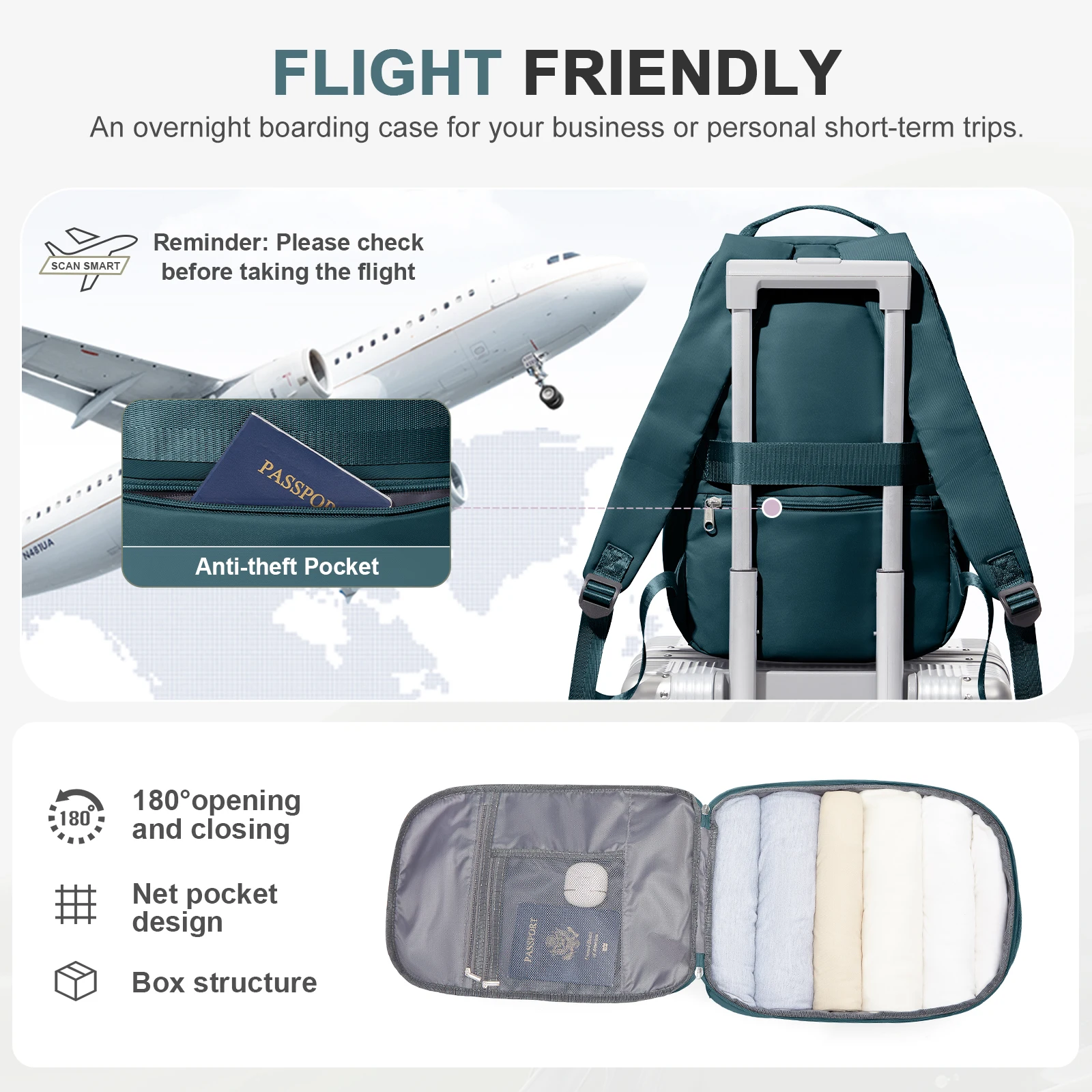 sac à dos de bagage à main d'avion pour sac de cabine ryanair 40x20x25, sac à dos de voyage léger pour avion à courte distance