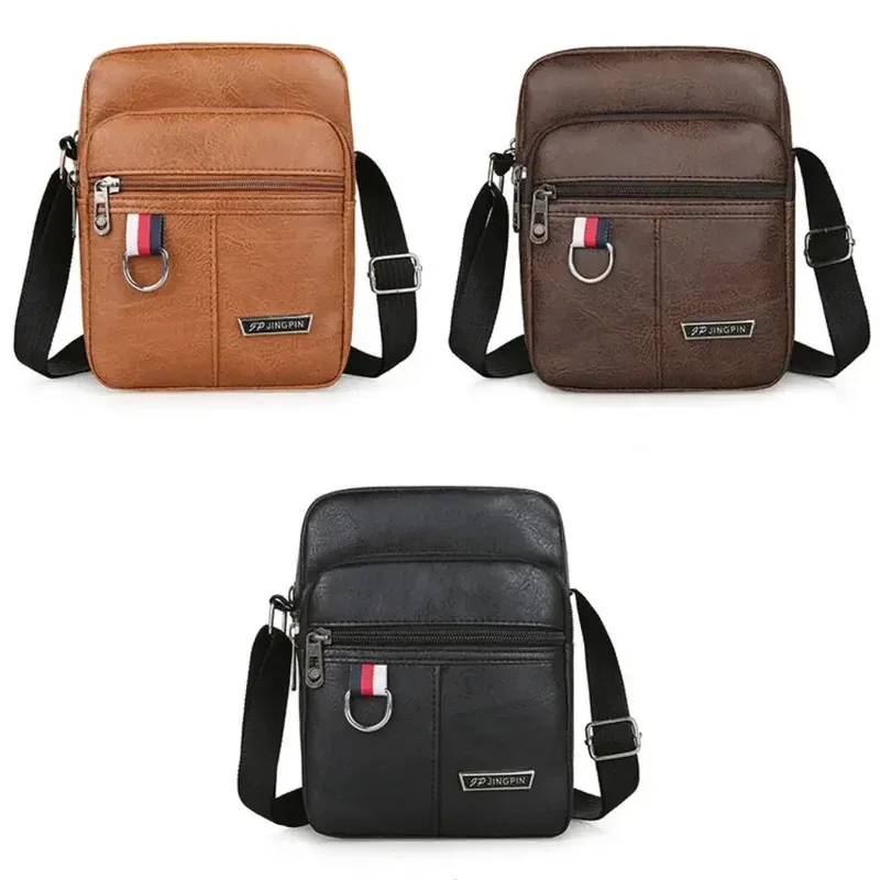 Sac à bandoulière en cuir PU pour hommes, sac de poitrine de grande capacité, mode décontracté, couleur unie, sac à bandoulière