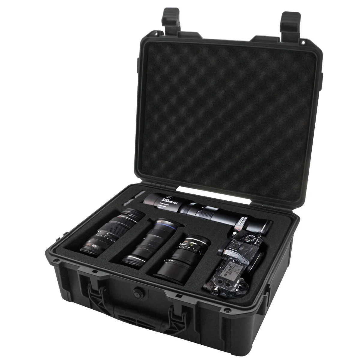 valise noire étanche et durable pour appareil photo/outils, intérieur en mousse personnalisable, portable, mallette de rangement sûre, étui résistant aux chocs