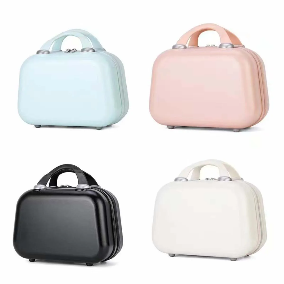 petite boîte de rangement durable de 14 pouces, vente en gros multiple, sac de maquillage à main couleur bonbon, mini valise portable