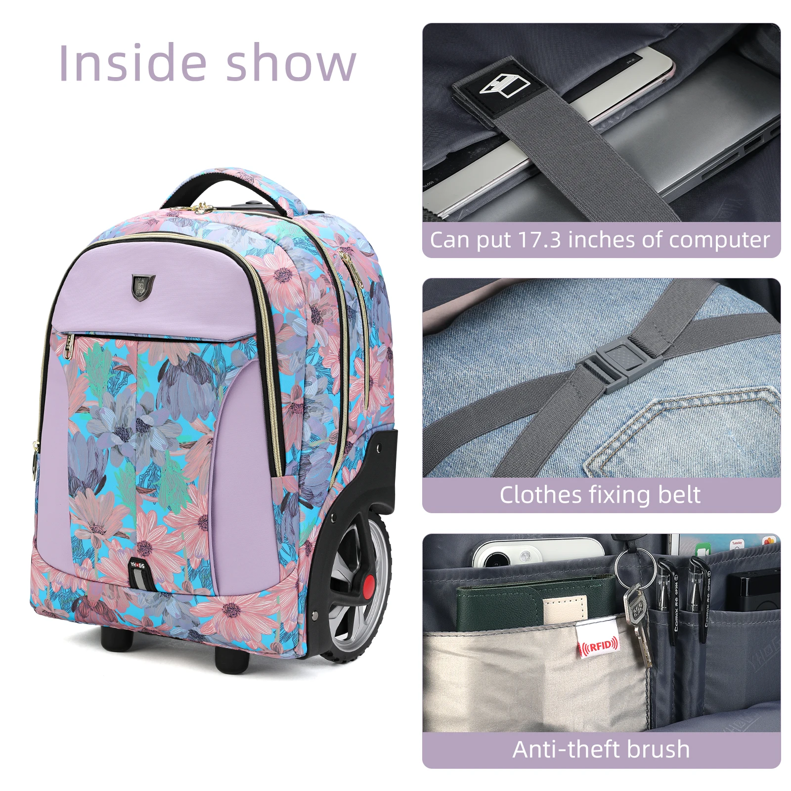 valise de voyage à roulettes, sac à dos à roulettes, grande capacité, sacs à roulettes, sac à dos multifinonal, cartable pour ordinateur portable