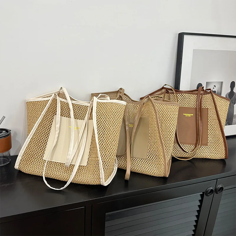 sacs à main pour femmes, sac à bandoulière, fourre-tout portable, mode plage vacances tissage, sacs à poignée supérieure
