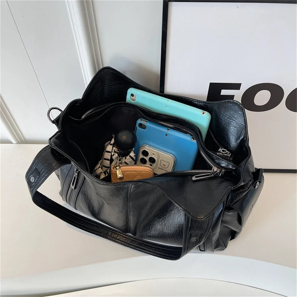 sac à main de grande capacité en cuir souple hobos pour femme, grand fourre tout de style, sacoche de shopping