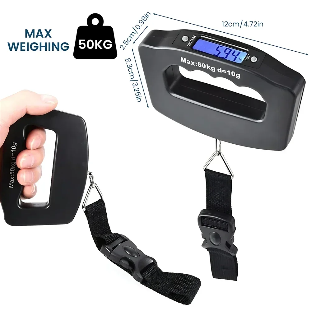 balance à bagages numérique 50kg, valise portable, balances électroniques portables, rétro éclairage, affichage numérique, accessoires de voyage