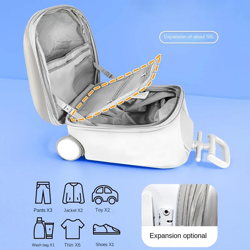 les valises de voyage pour enfants peuvent s'asseoir à marcher, chariot à bagages pliable pour homme paresseux, valise de marche pour bébé, porte bagages à roue de frein