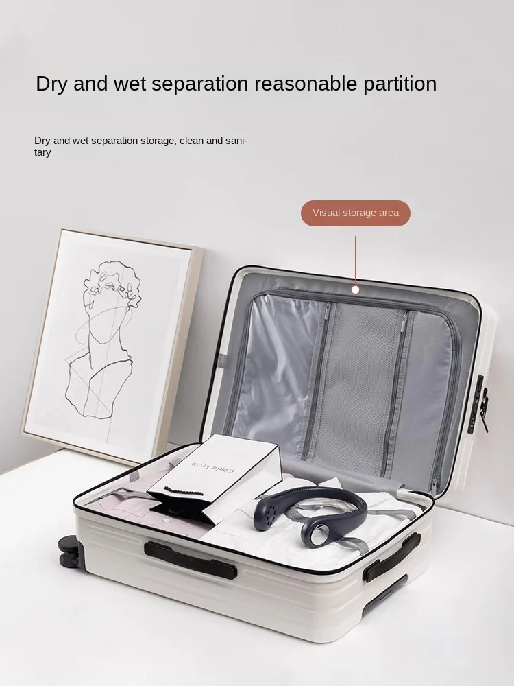 valise de cabine à roulettes muette légère, sac de voyage, verrouillage tsa, mot de passe, bagage de bain, 18/20 pouces, nouveau, 2025