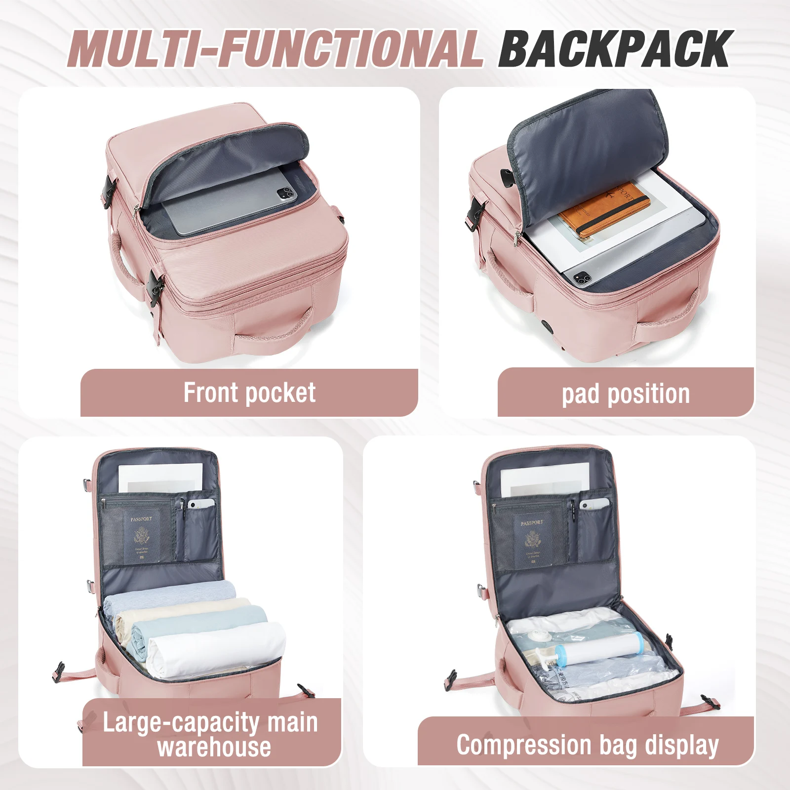 sac à dos de voyage en avion, valise 40x30x20, bagage à main, sac à dos de cabine wizzair 40x30x20, sacs à main pour ordinateur portable 15.6 pouces pour hommes et femmes