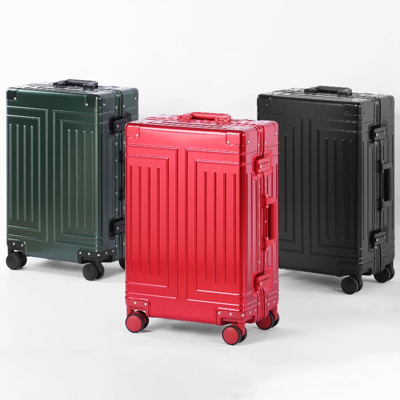 valise voyage en aluminium Étanche de 20/24/26/100% pouces, valise chariot à bagages avec mot de passe en métal de haut niveau, cabine de voyage, sacs de voyage, 28/30
