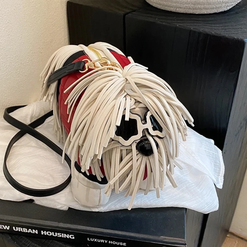 Élégant gland femmes sac à bandoulière nouveau mignon 3D chien PU sac à bandoulière pour dames à la mode couleur correspondant conception Unique sac à main