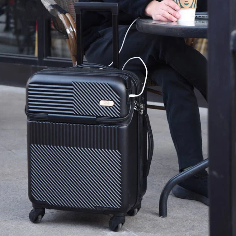 valise d'embarquement à ouverture frontale pour hommes et femmes, chariot léger, bagages de voyage, bagages de développement usb, 20 pouces, 24/26 pouces, nouvelle mode