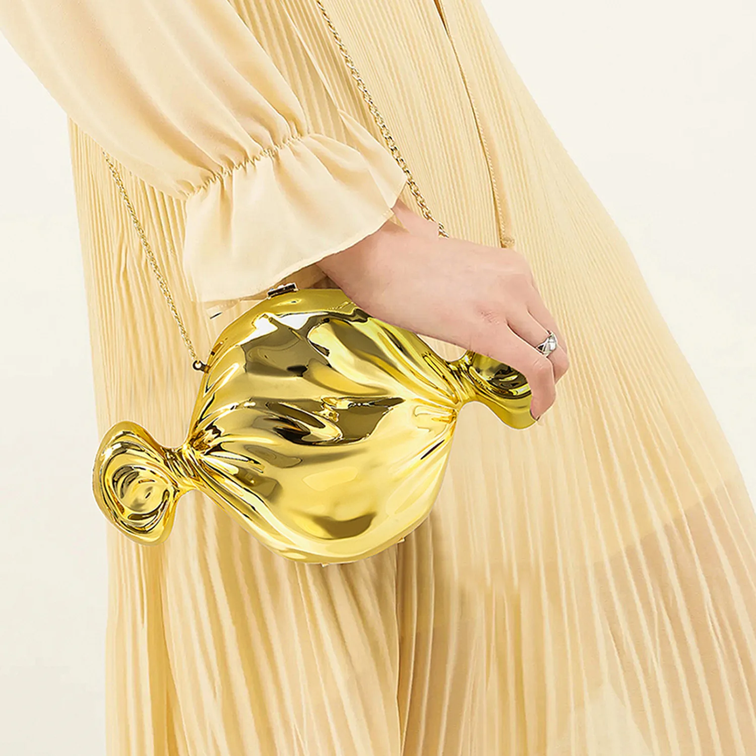 sac à main tendance en forme de bonbon pour femme, pochette de soirée, sac à main doré pour femme, sacs à main patients, queparty jocrossbody, nouveau, 2024