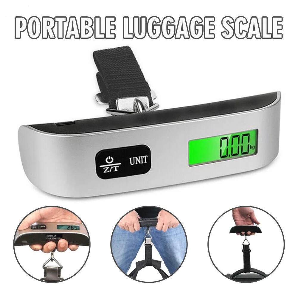 Échelle à bagages 110lb 50kg Numérique Portable Portable Échelle de Bagages Suspendus pour Voyage Valise Poids Échelle