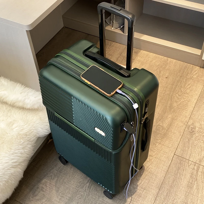 valise d'embarquement à ouverture frontale pour hommes et femmes, chariot léger, bagages de voyage, bagages de développement usb, 20 pouces, 24/26 pouces, nouvelle mode