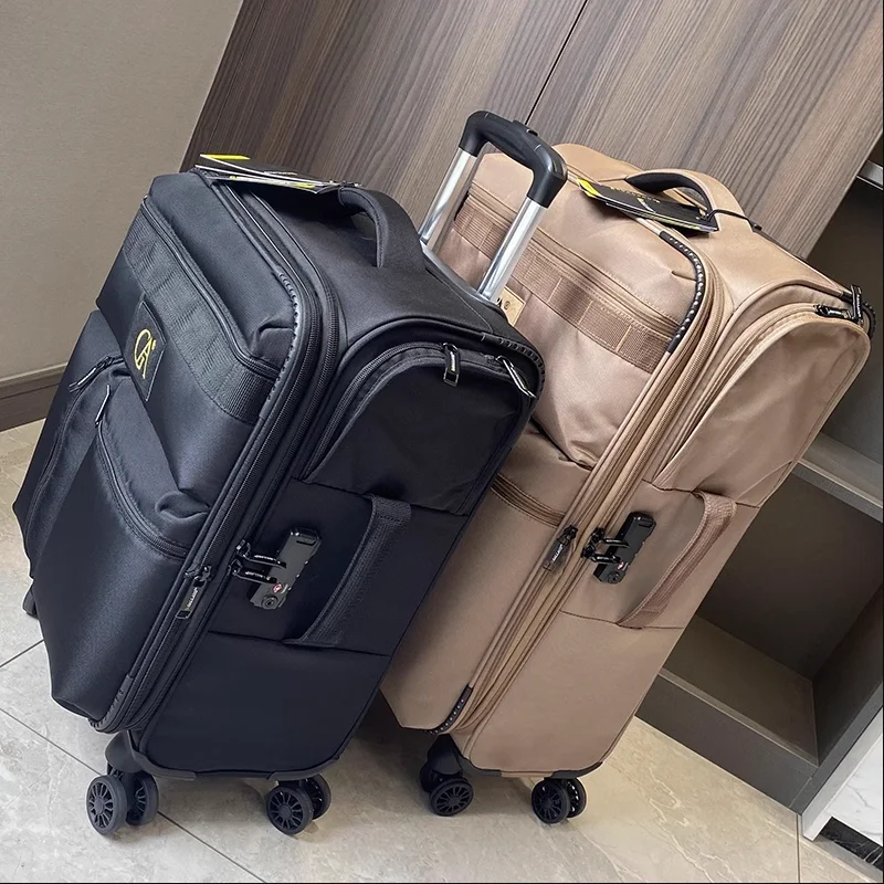 valise d'embarquement silencieuse multifonctionnelle ultra légère, chiffon oxford 20 ", bagage à tige de traction extensible 24, 20/28