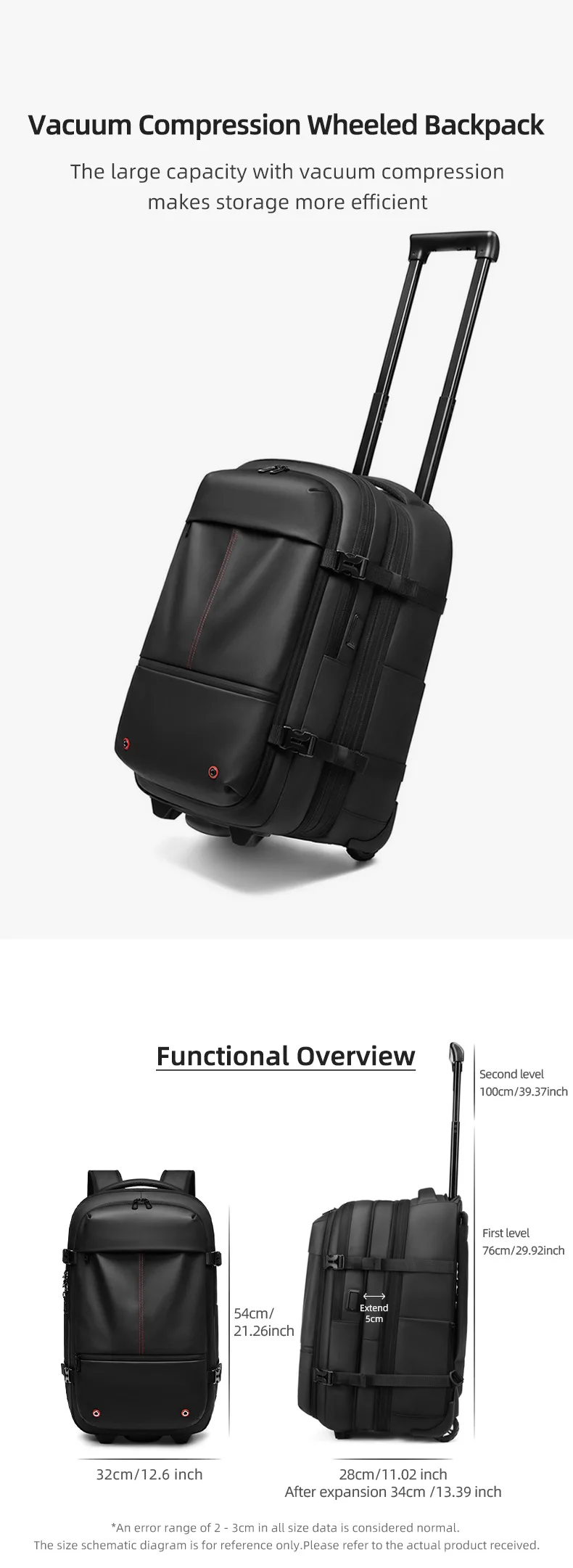 valise à bagages durable à compression sous vide, grande capacité, roues pour femmes et hommes, cabine de transport, voyage d'embarquement, 2025