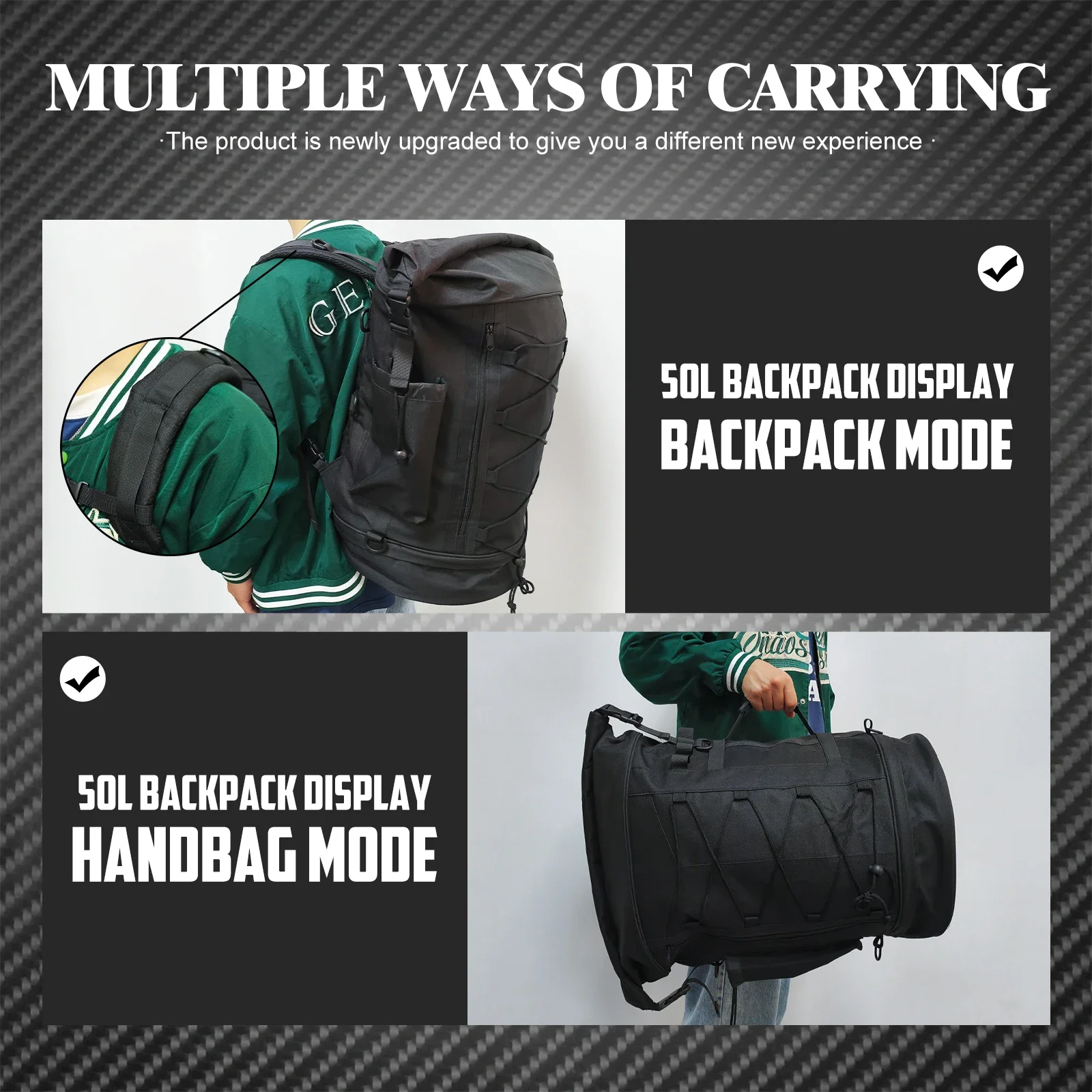 sac à dos de bagage pour moto 50l 85l, sac de dossier avec sangles, sac de support arrière extensible universel pour la plupart des motos