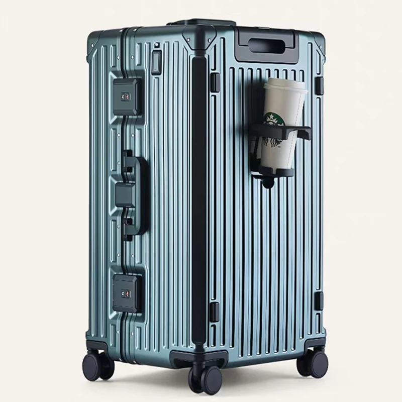 Valise surdimensionnée 32/30 pouces, cadre multifonctionnel en aluminium, bagages avec porte-gobelet USB, valises de voyage de haute qualité 26 "28"