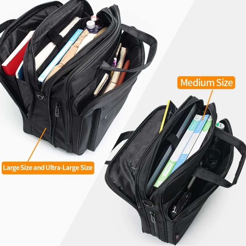 porte documents de grande capacité pour hommes, sac d'affaires 15.6 pouces 17 pouces 19 pouces, sac pour ordinateur portable, sacs à bandoulière, sacs à main en toile, sacoche