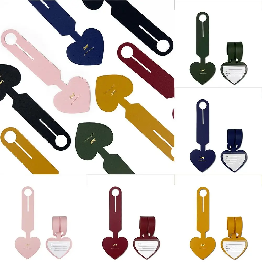 étiquette de valise d'avion en forme d'amour, étiquette de bagage en pu, étiquette d'adresse de passage d'embarquement, étiquettes de nom de bagage, accessoires de voyage