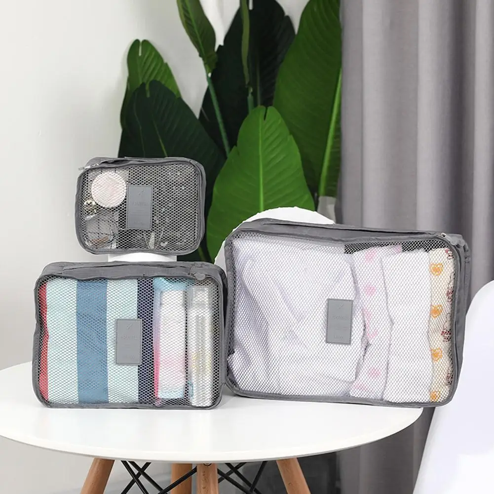 sacs de rangement pour vêtements de voyage, 6 pièces/ensemble, organisateur de bagages portable, cubes d'emballage de valise avec pochette à chaussures