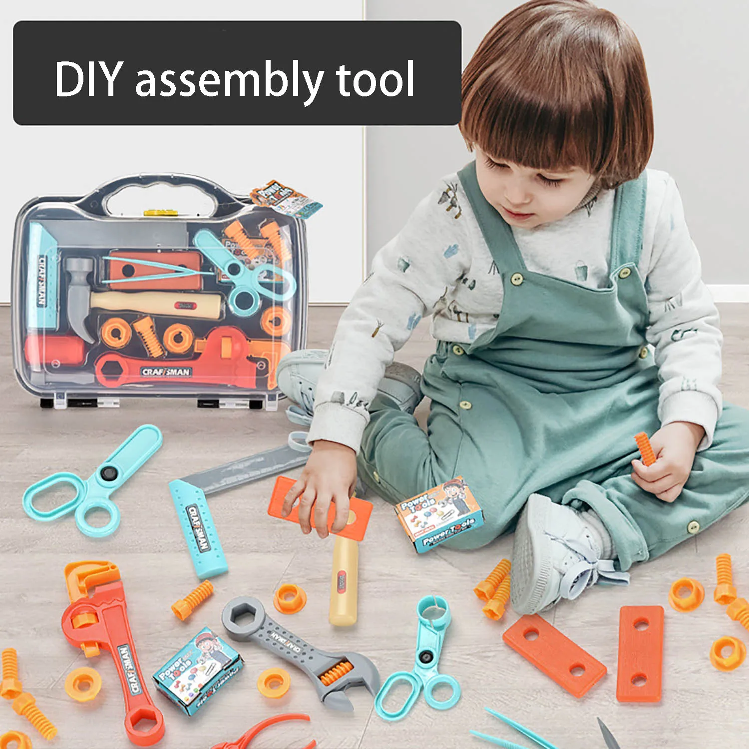 valise à outils pour enfants, bricolage, maison d'assemblage, boîte de rangement d'outils de réparation de jouets